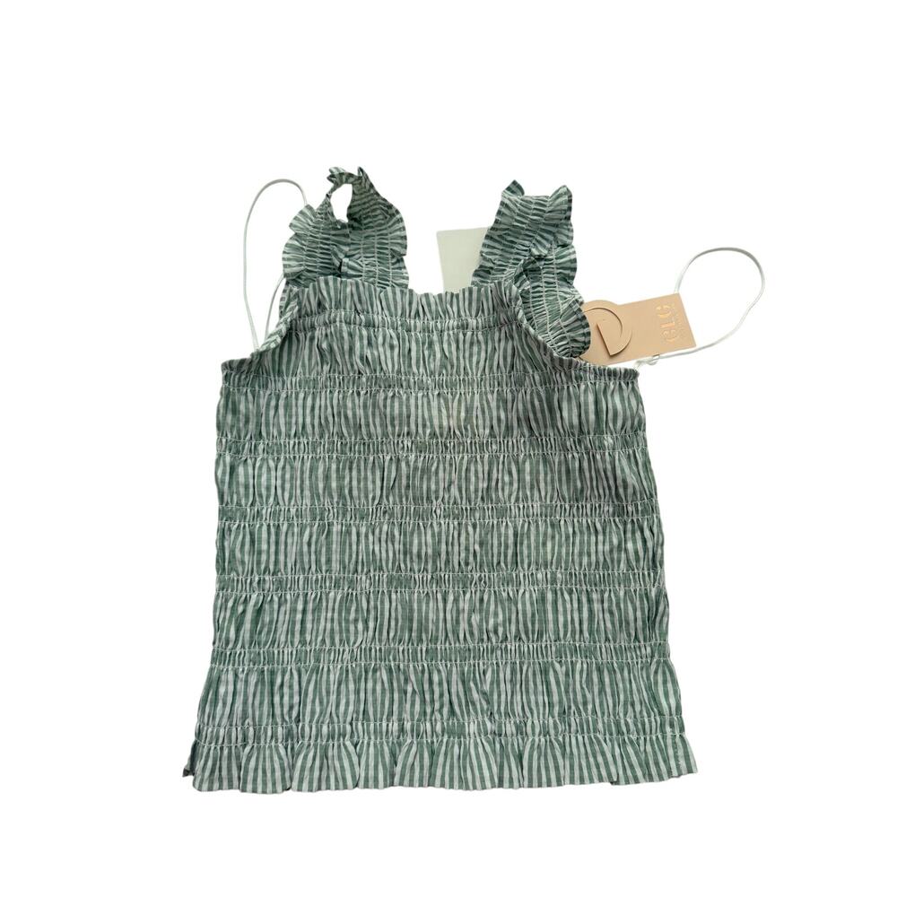 Good Luck Gem Green Smocked Ruffled Crop Top XS